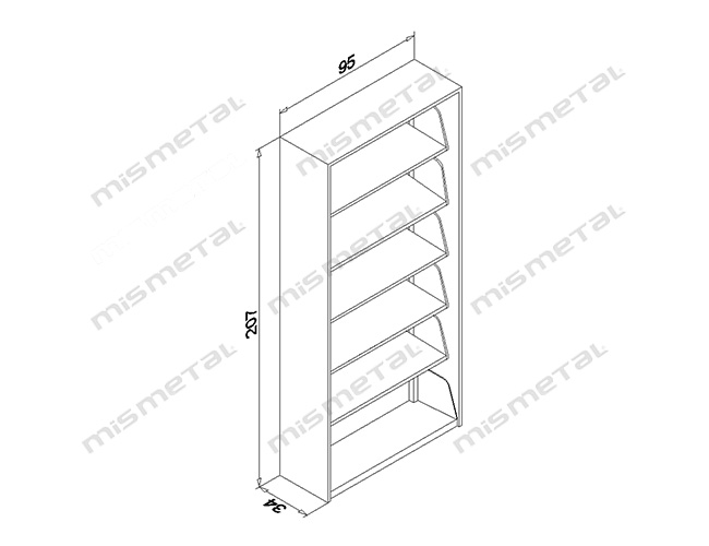 1’li Tek Yüzlü Kitaplık teknik
