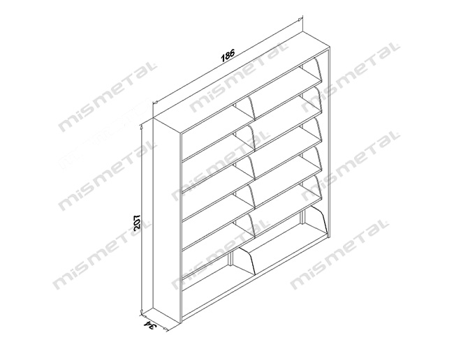 2’li Tek Yüzlü Kitaplık teknik