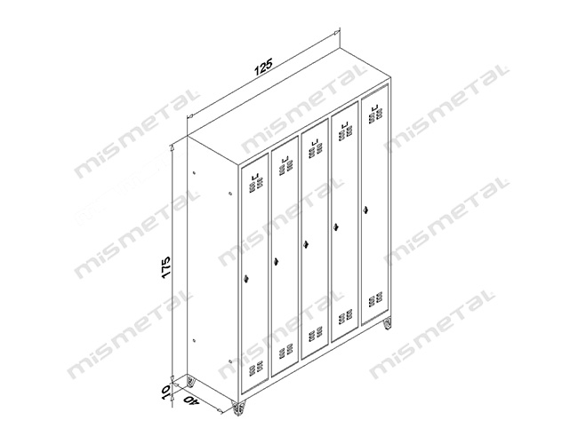 5 Door - Flush Door Narrow Type Locker teknik